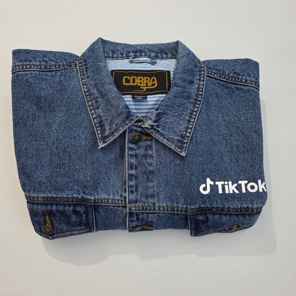 Vintage TikTok Denim Jacket, Women's Blue Jean‎ Trucker Jacket, Novelty, 90s